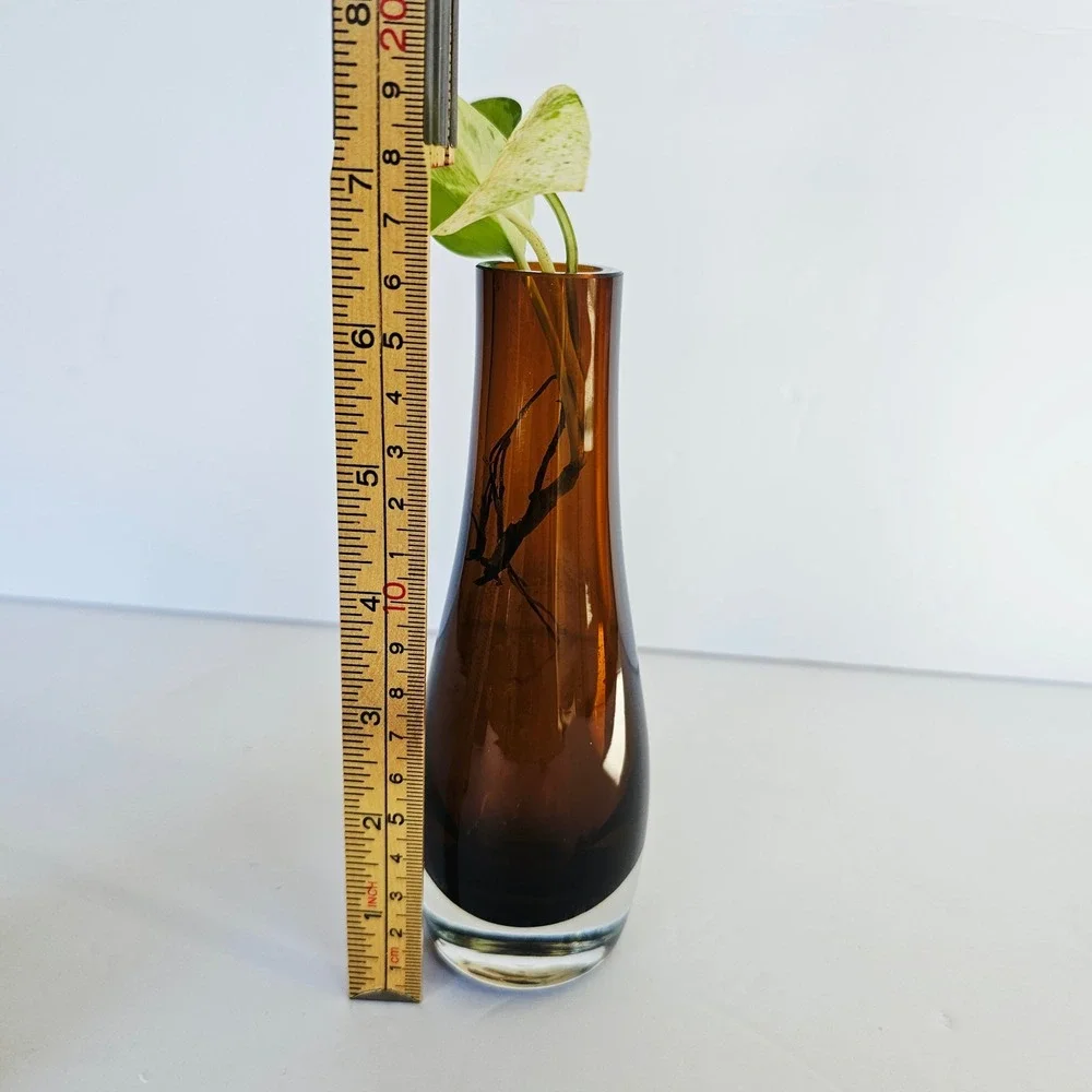 Vintage Mid Century Modern Amber Glass Bud Vase 7.5